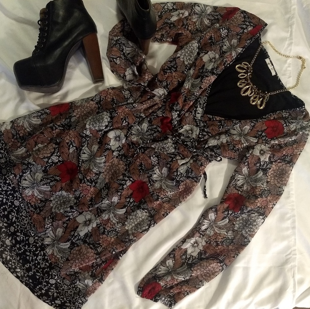 Vintage Style Floral Print Chiffon Dress